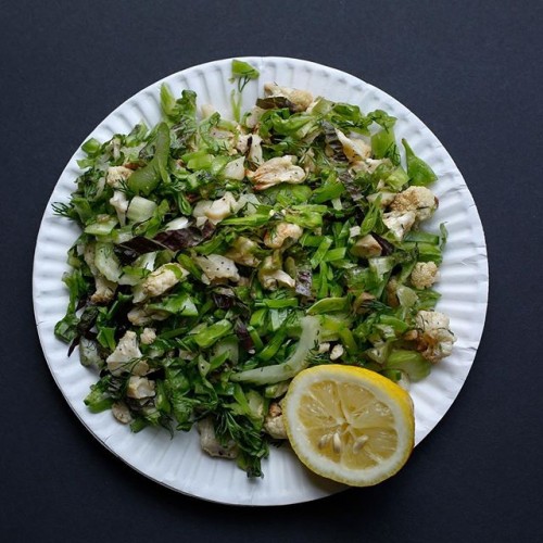 Roasted cauliflower salad w lemon #desklunch #nyc with @jeanettedonnarumma #vegan #lunch #nyceats