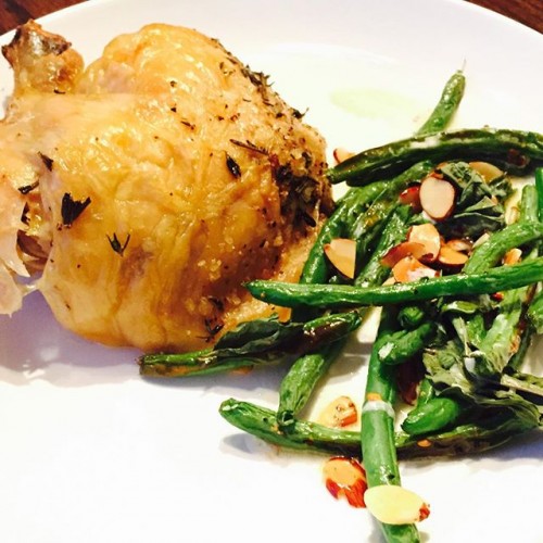 Din din… So happy I made that roasted chicken earlier that #felloffthebone.  Just add fresh farmers market green beans roasted with basil and almonds for a delicious and healthy side.  #food #foodie #rrmagfan @teamrachael #keepithealthy #keepitsimple #keepitlight #Yumomoment @rachaelraymag @rachaelray @chazygray #foodshare #foodnetwork #foodnetworkstar #healthyoptions